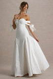 Ethel White Cream Bardot Maxi Dress With Volume Skirt