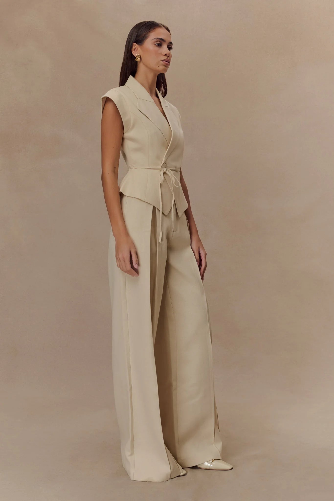 Andina Shortsleeve Linen Top Natural Beige
