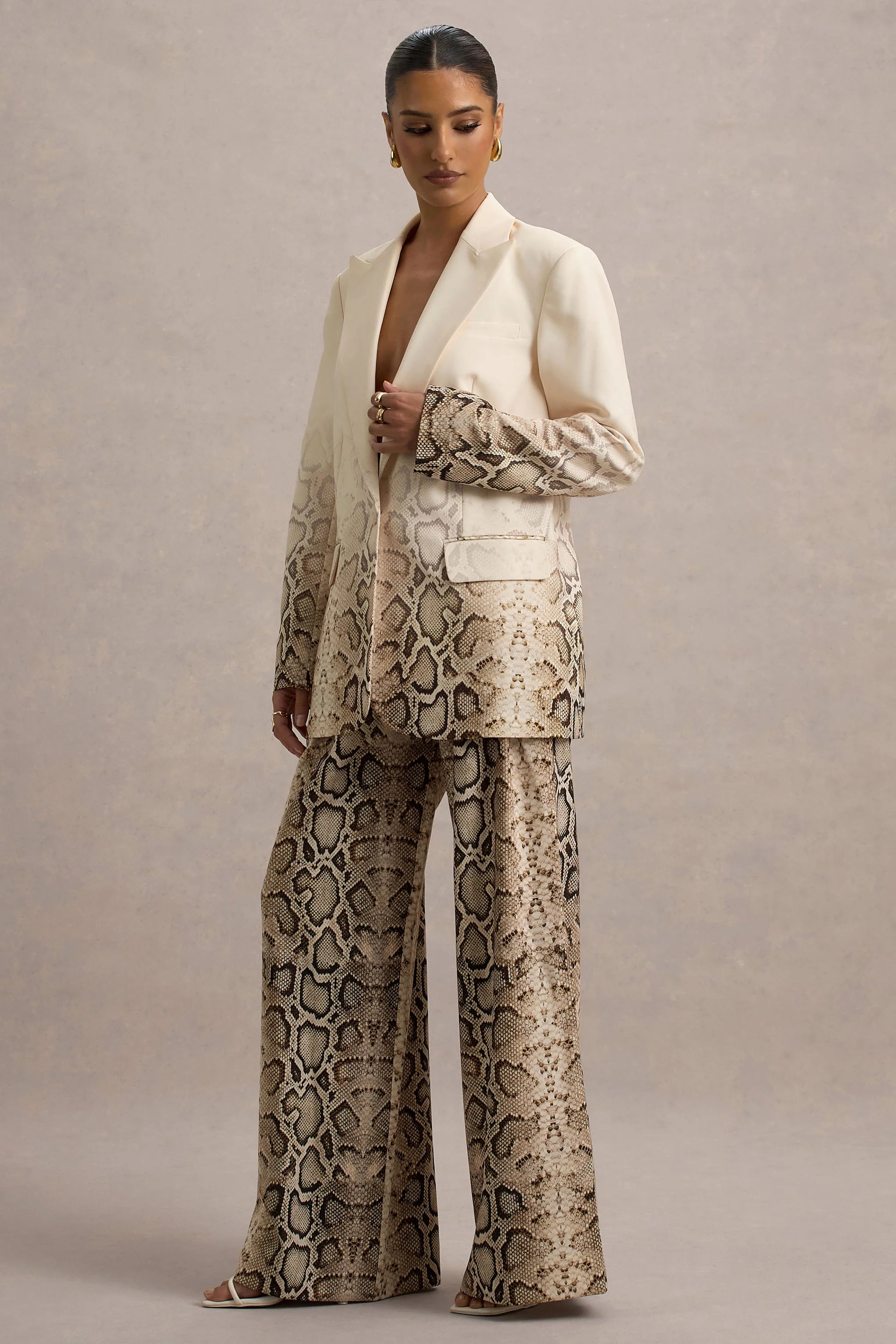 Shaniya Snake Print Wide Leg Trousers