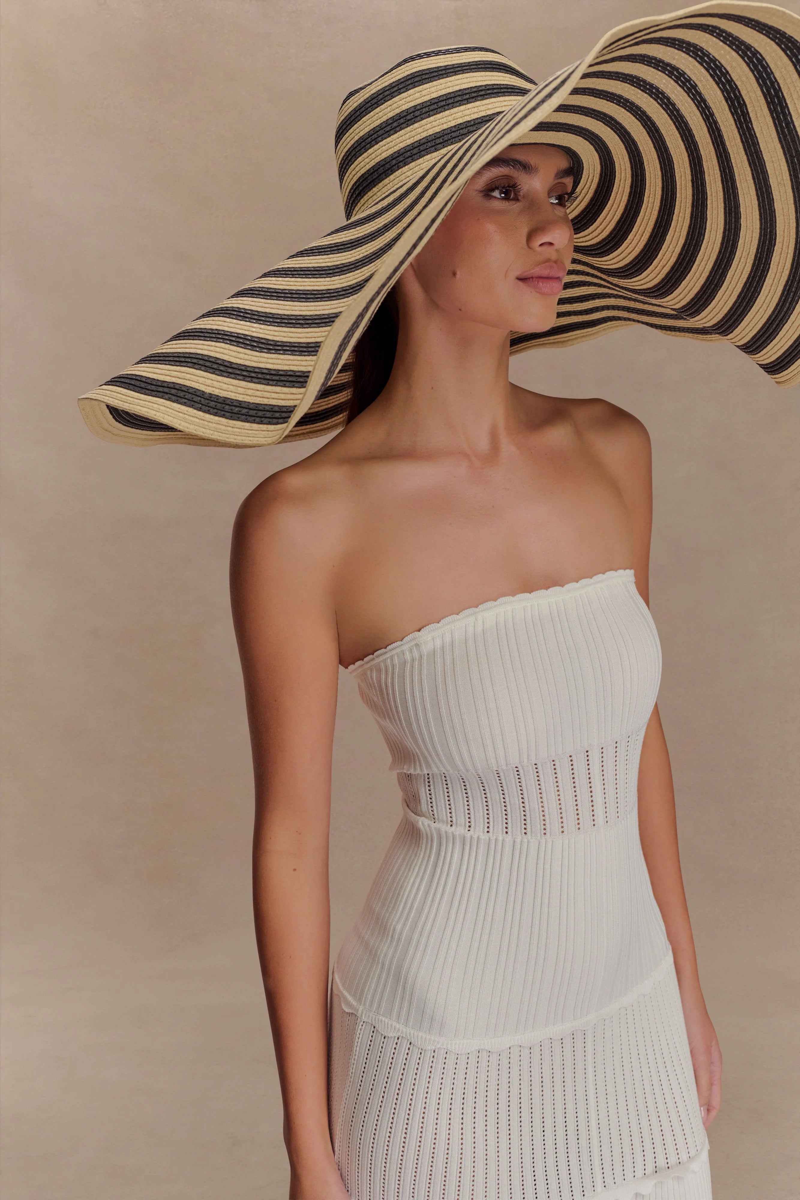 Cecil Straw Maxi Hat Black And Neutral Stripe