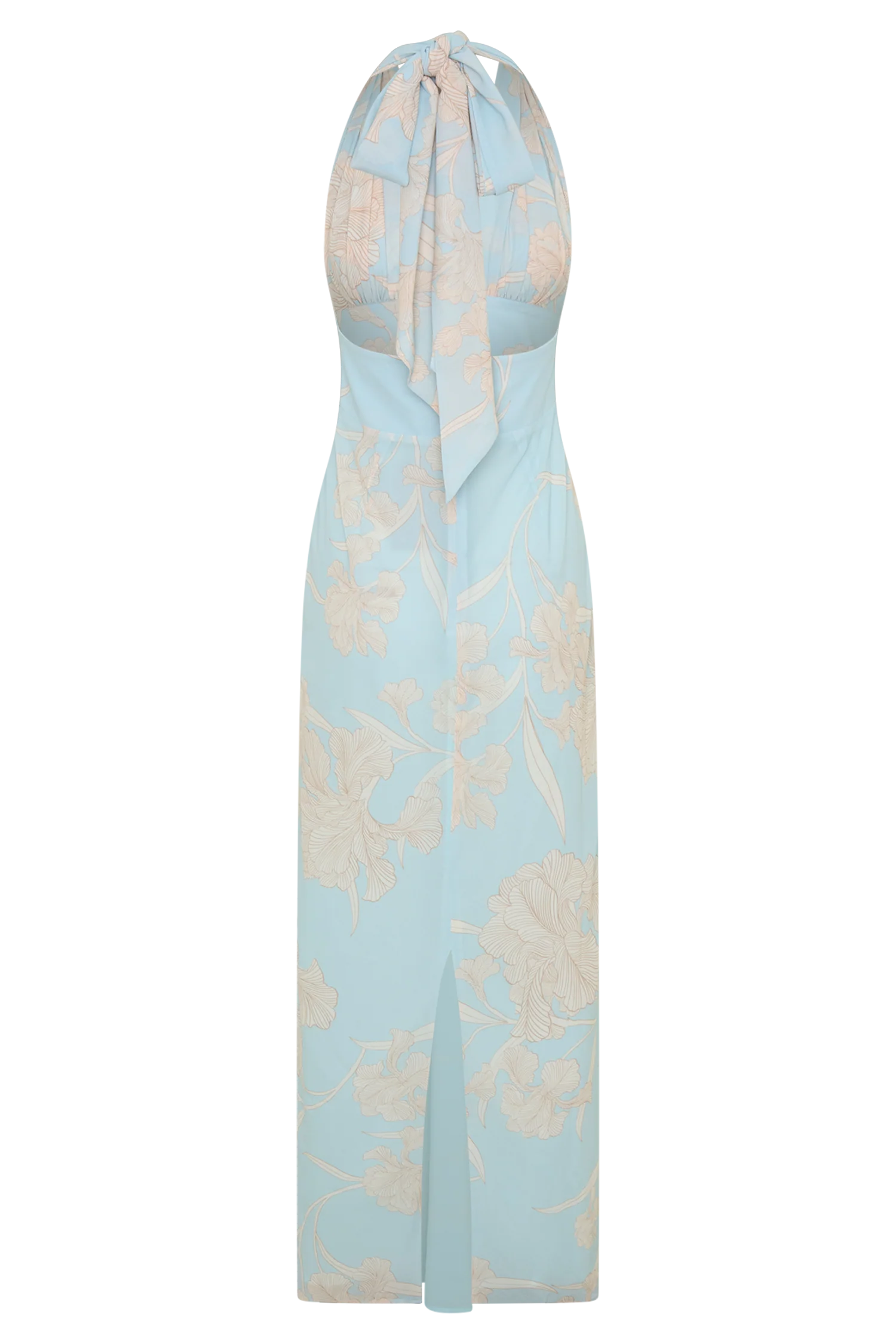 Nadine Halter Scarf Chiffon Maxi Dress Blue Floral Print