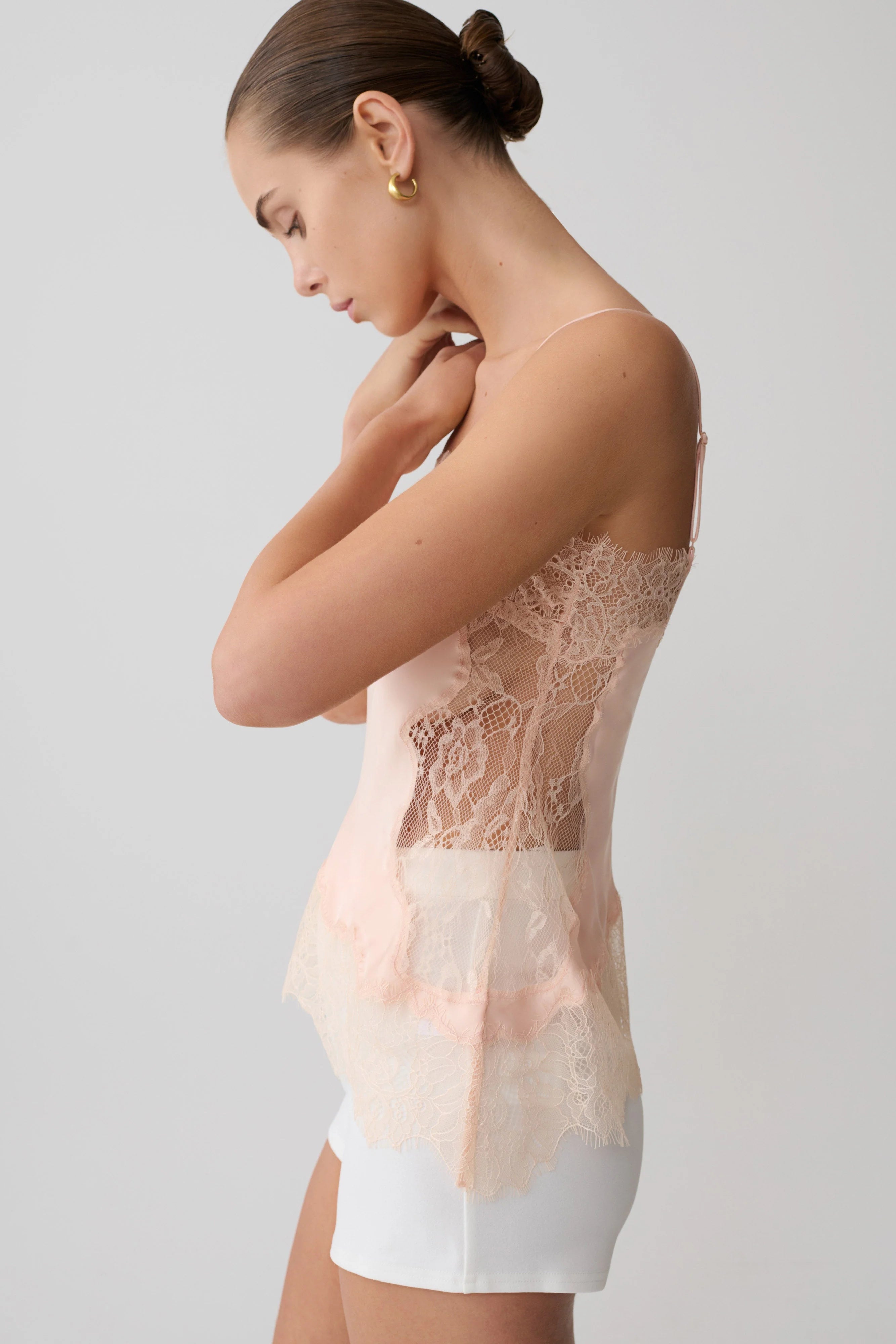 Miriam Satin Lace Camisole Peach