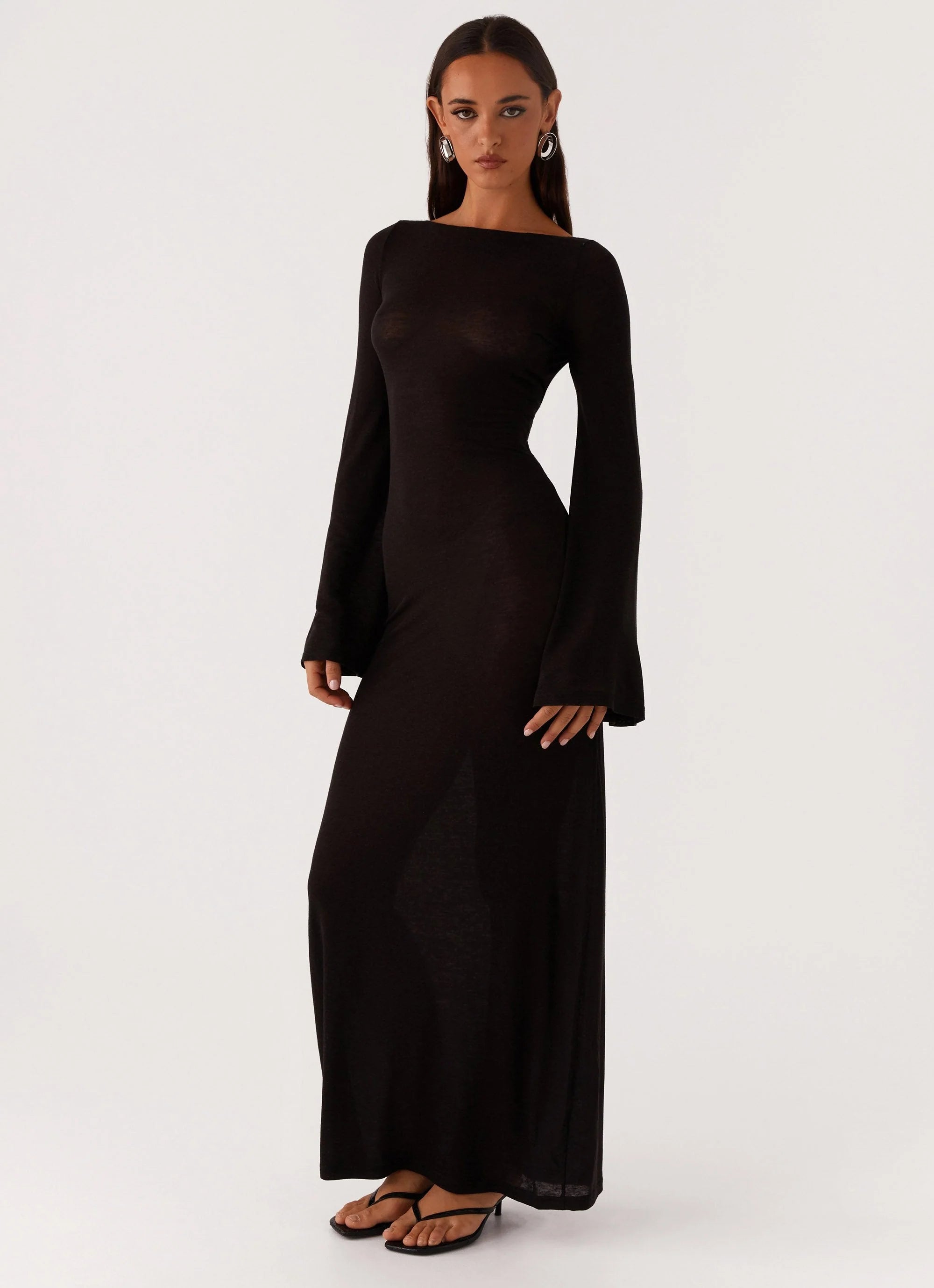 Olivia Long Sleeve Maxi Dress Black