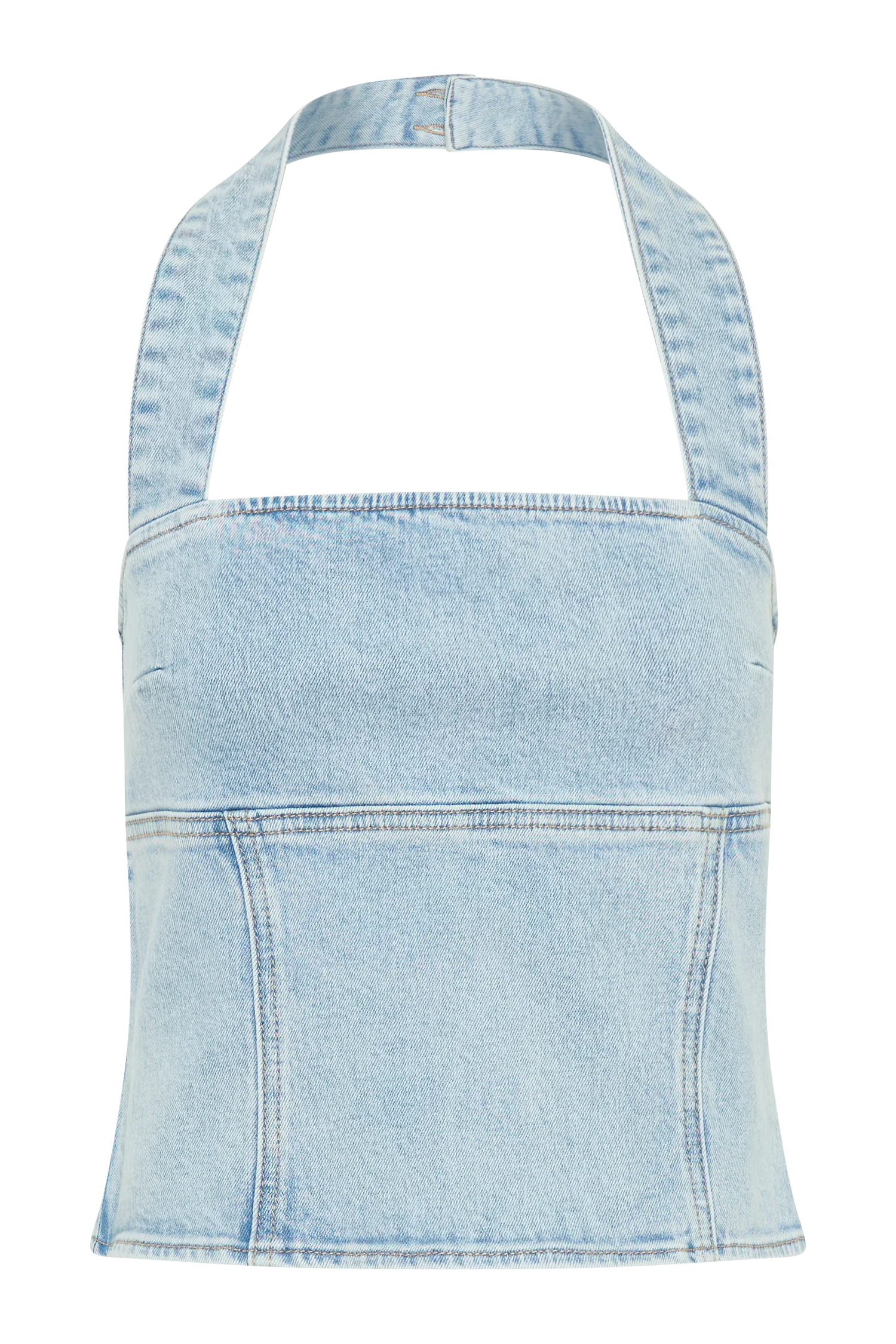 Dayna Denim Halter Top Light Blue