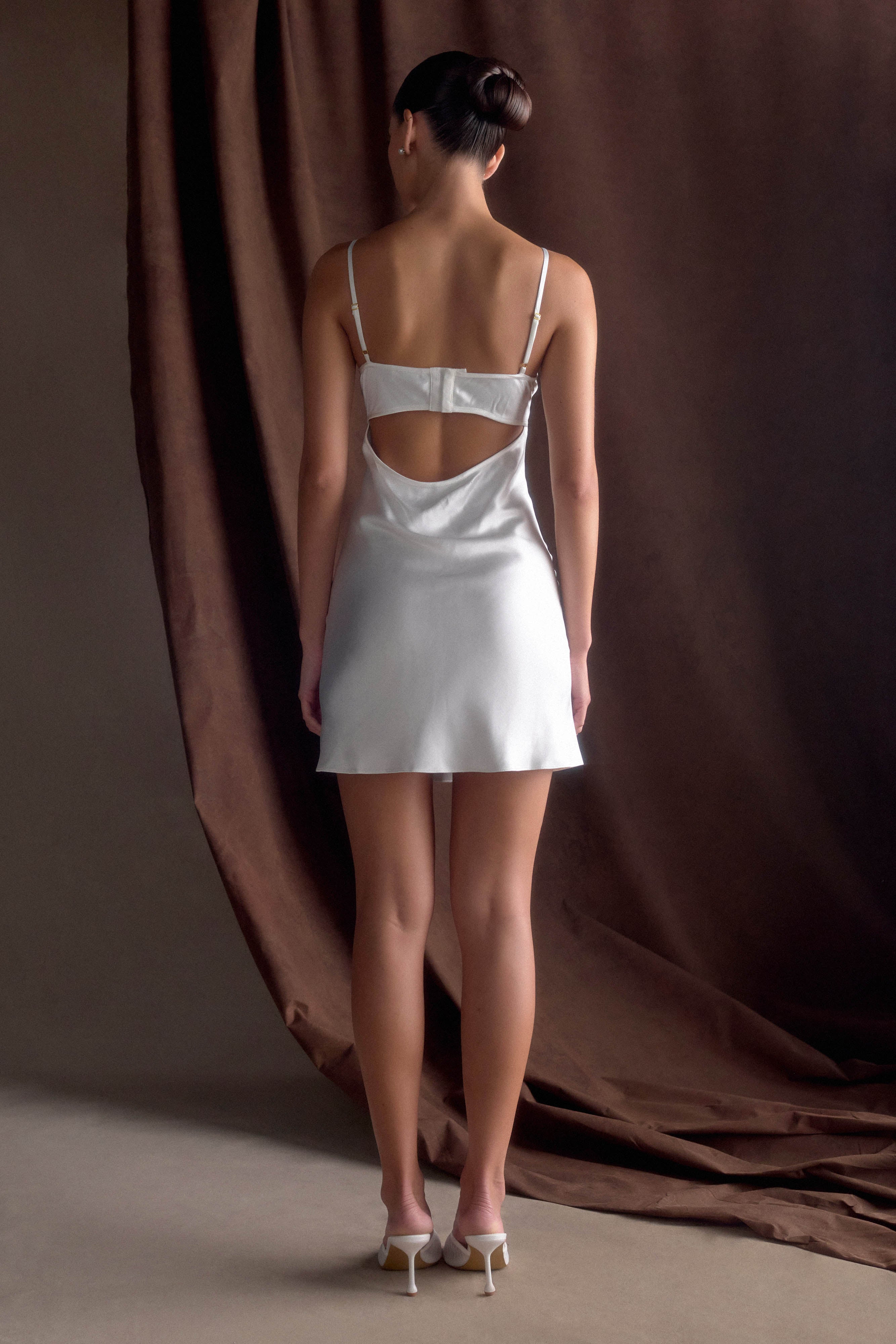 Scarlett Satin Slip Mini Dress Ivory