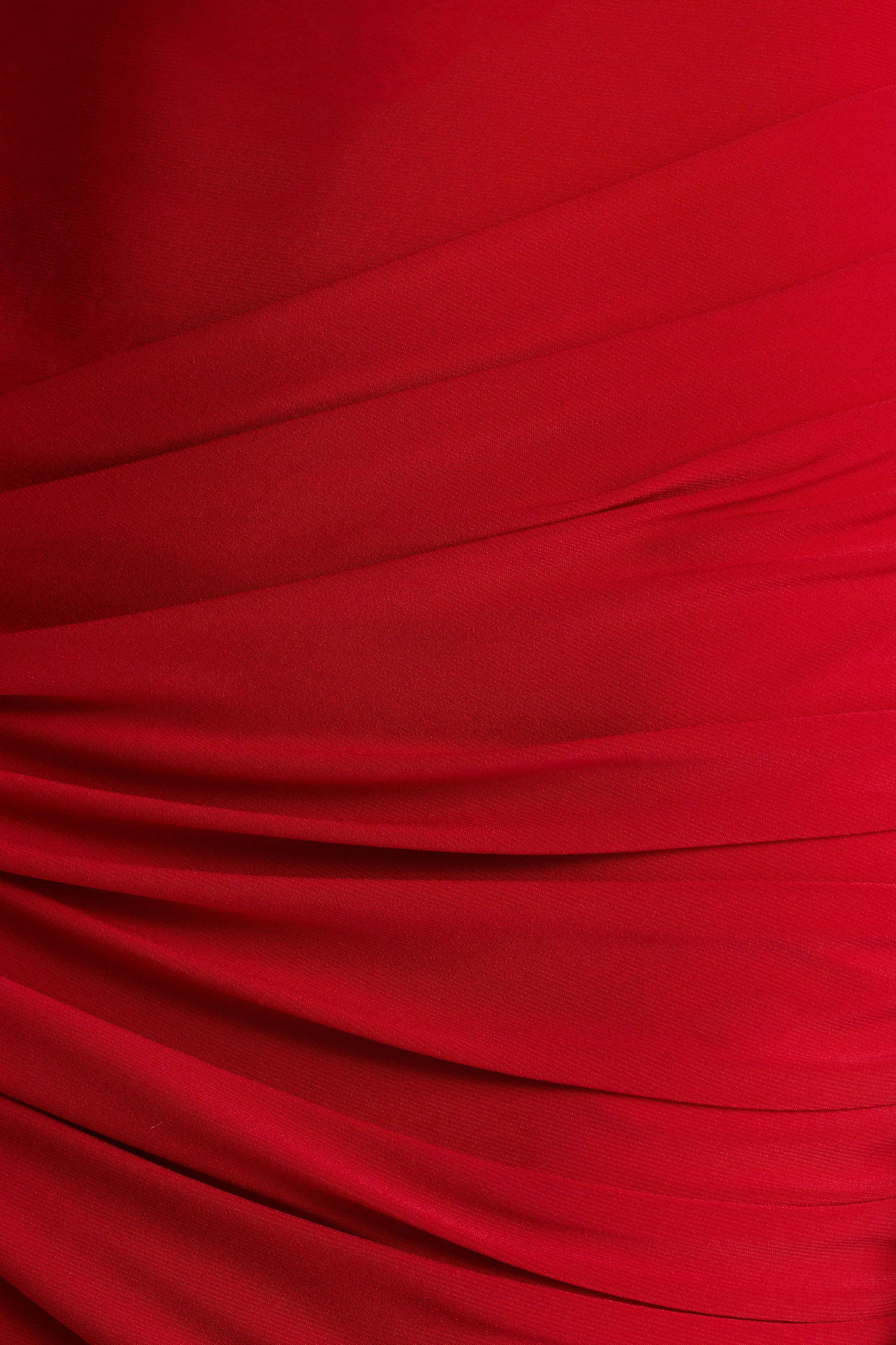 Petronia Red V Neck Maxi Dress With Wrap Detail