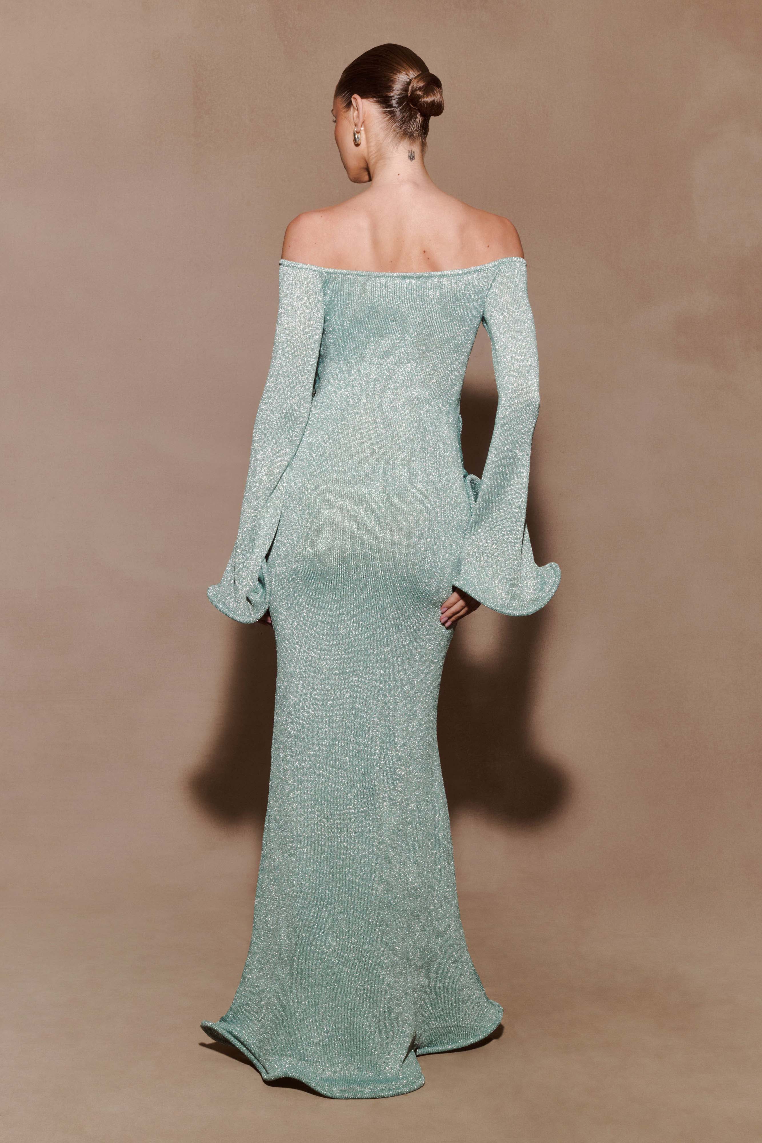 Sandrine Lurex Knit Maxi Dress Aqua