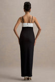 Rosalind Black White Strappy Tailored Maxi Dress With Split