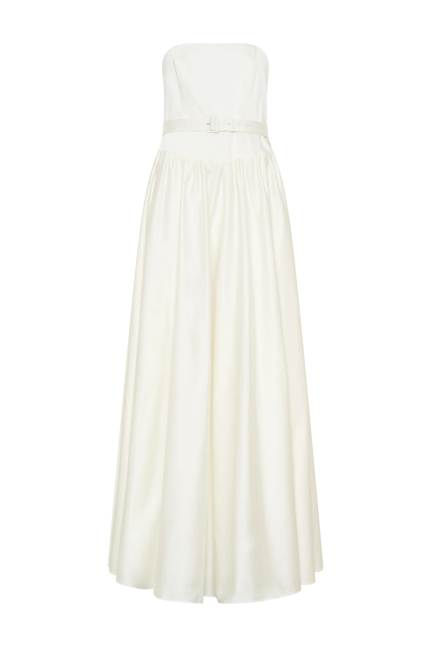 Florence Strapless Belted Maxi Dress White