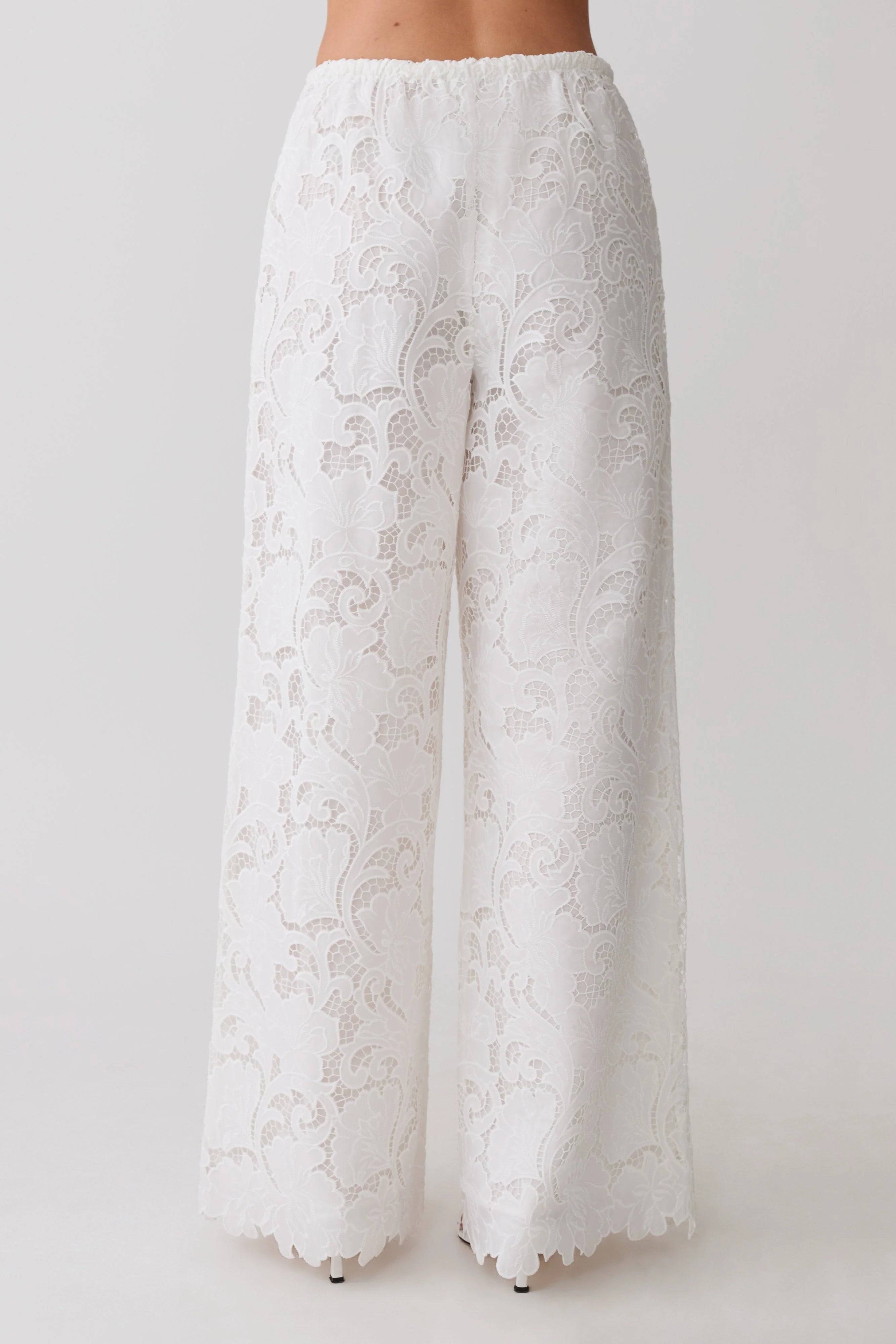 Tessa Broderie Straight Leg Pants White