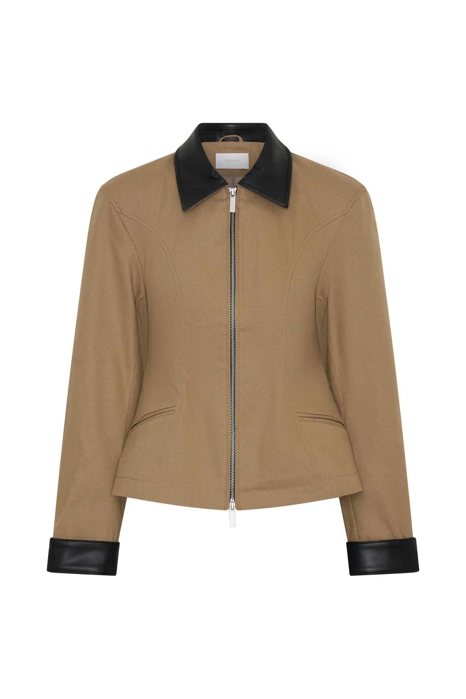 Solange Zip Up Collared Jacket Natural