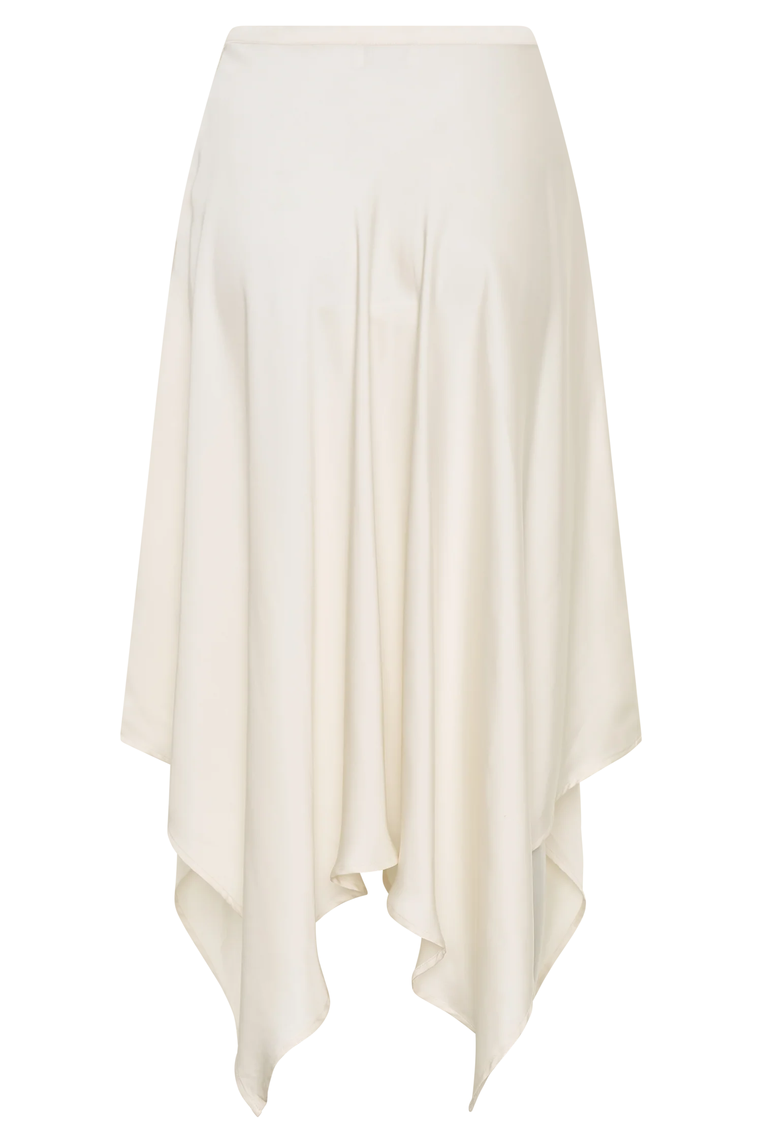 Coralie Asymmetric Satin Midi Skirt Ivory