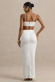 Rosita White Ruched Maxi Skirt
