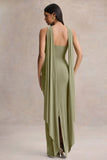 Sheila Olive Bandeau Maxi Dress With Scarf Detail