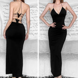 Women Backless Butterfly Dress Sexy V Neck Sleeveless Open Back Maxi Dress Party Cocktail Bodycon Long Dress