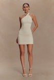 Mariposa Slinky Halter Mini Dress Ivory