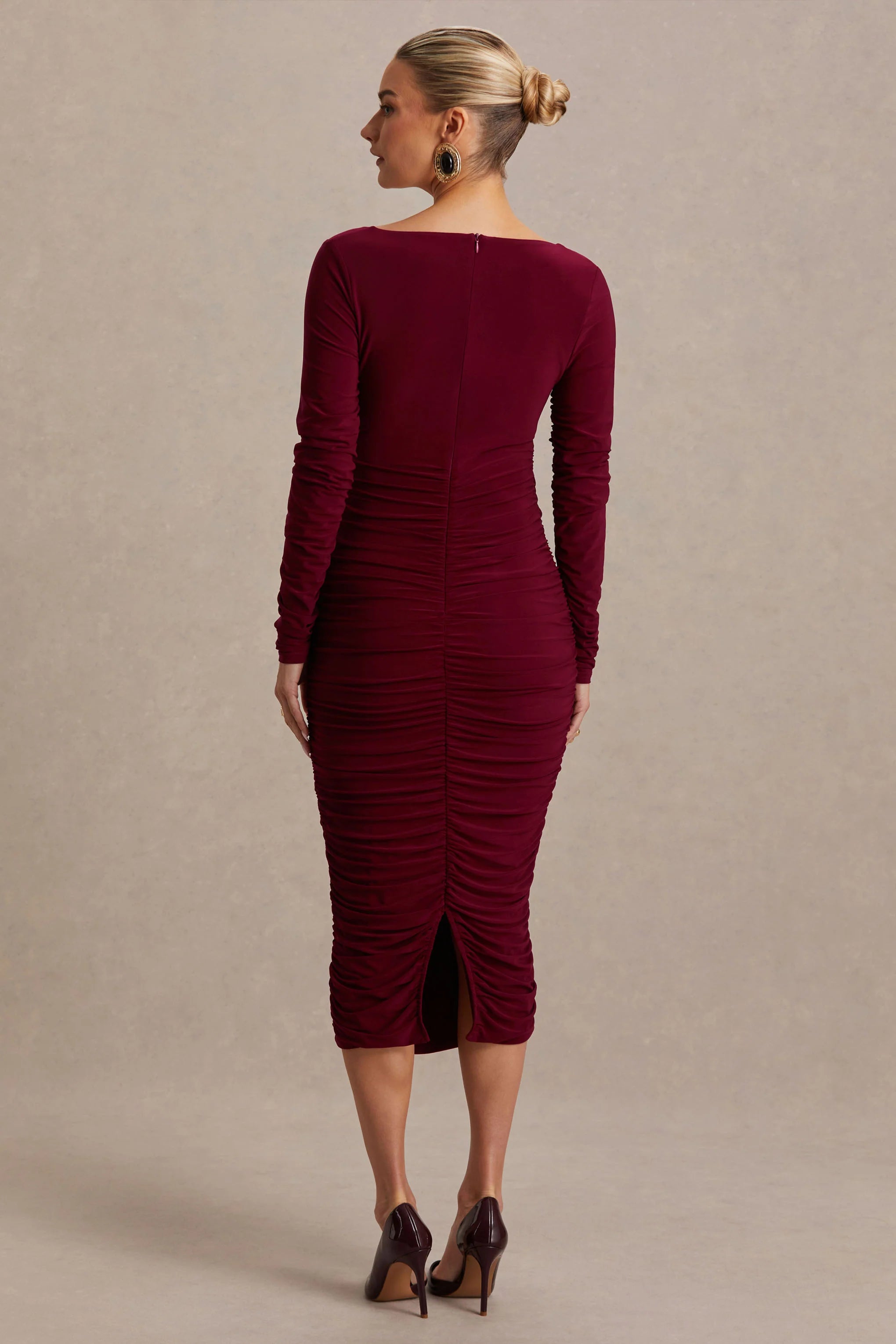 Saffron Berry Scoop Neck Maternity Midi Dress