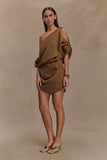 Gabriella Draped Mini Dress Light Brown Marle