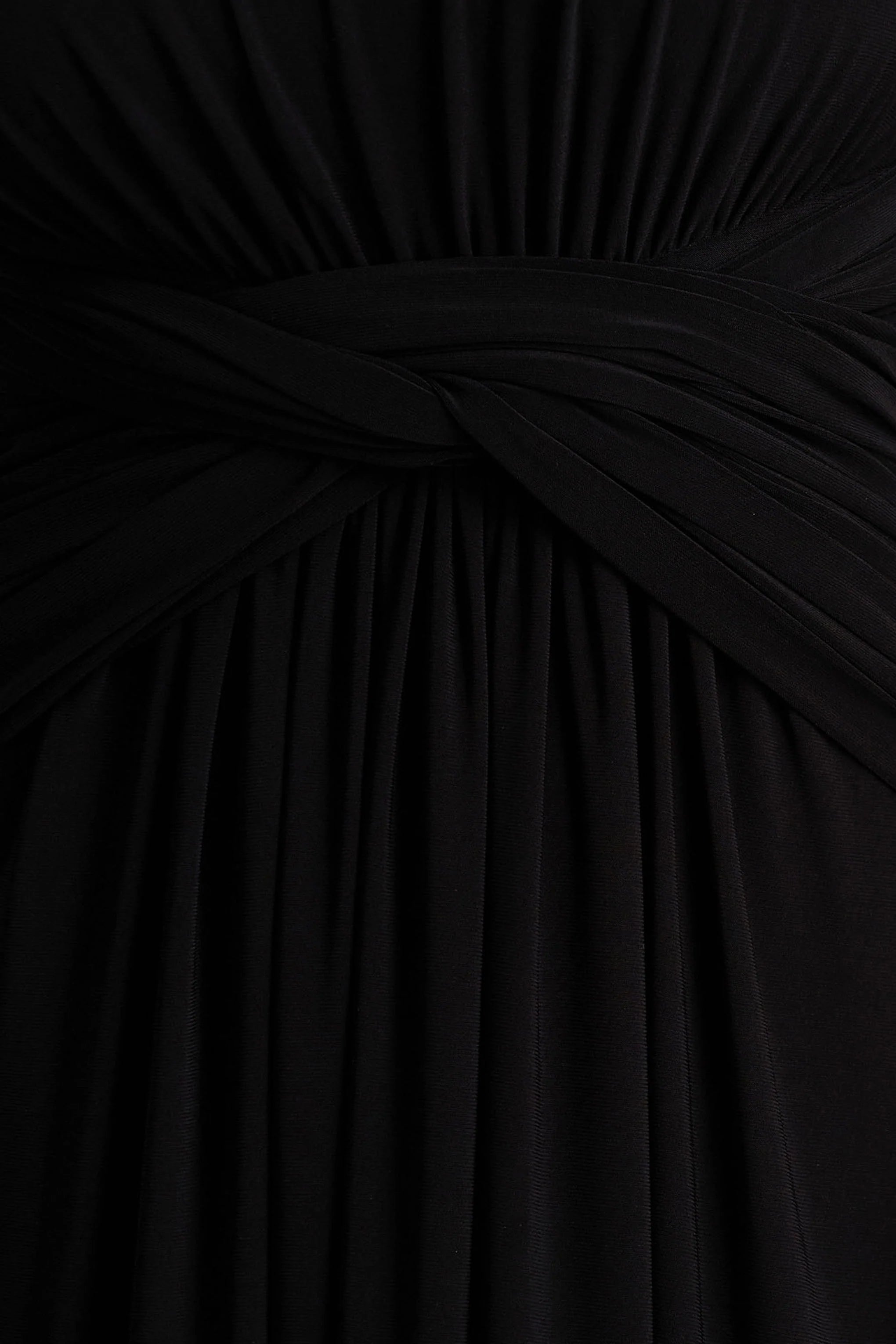 Estrella Black High Neck Maxi Dress With Ruched Detailing