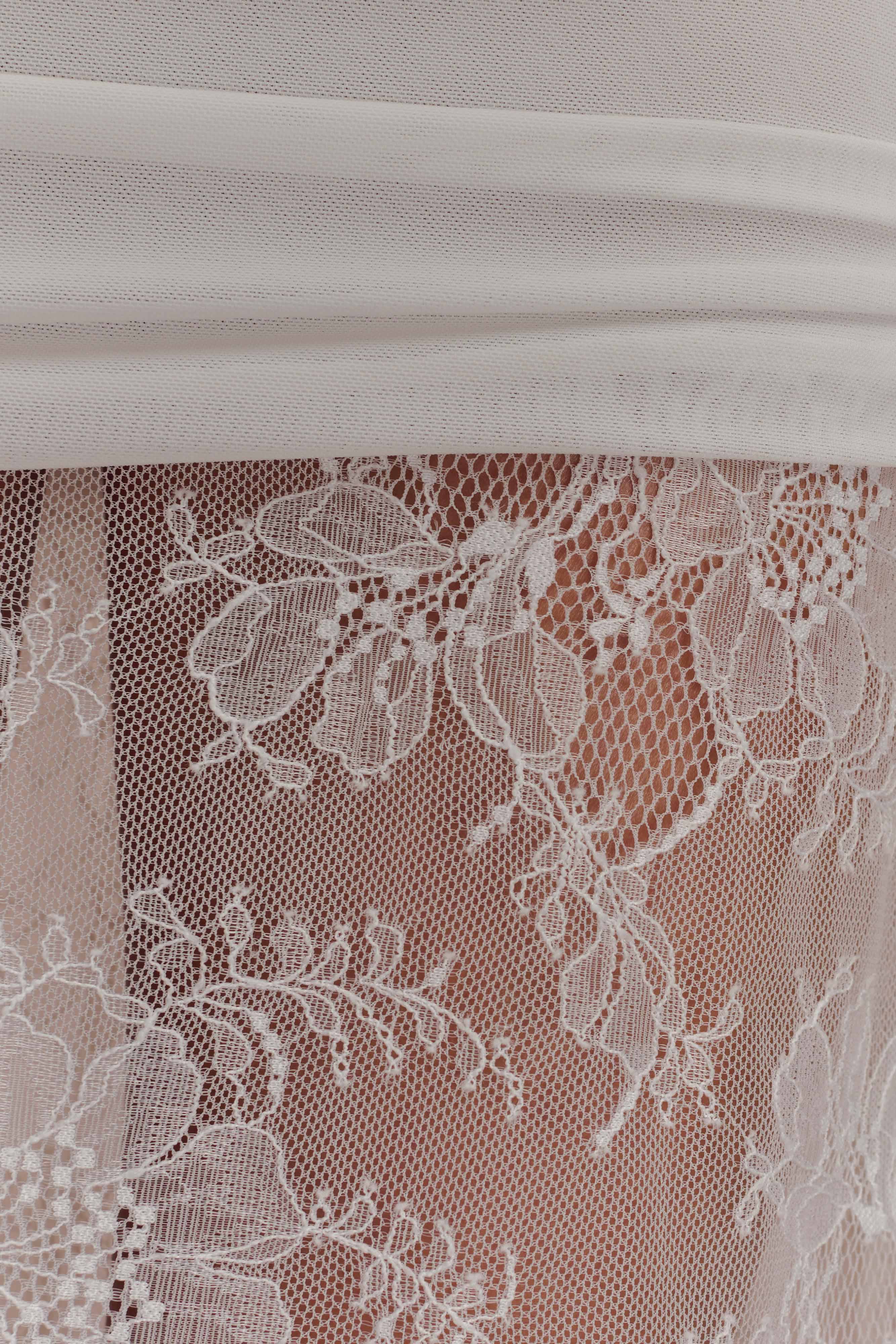 Guinevere Lace And Mesh Maxi Skirt Ivory