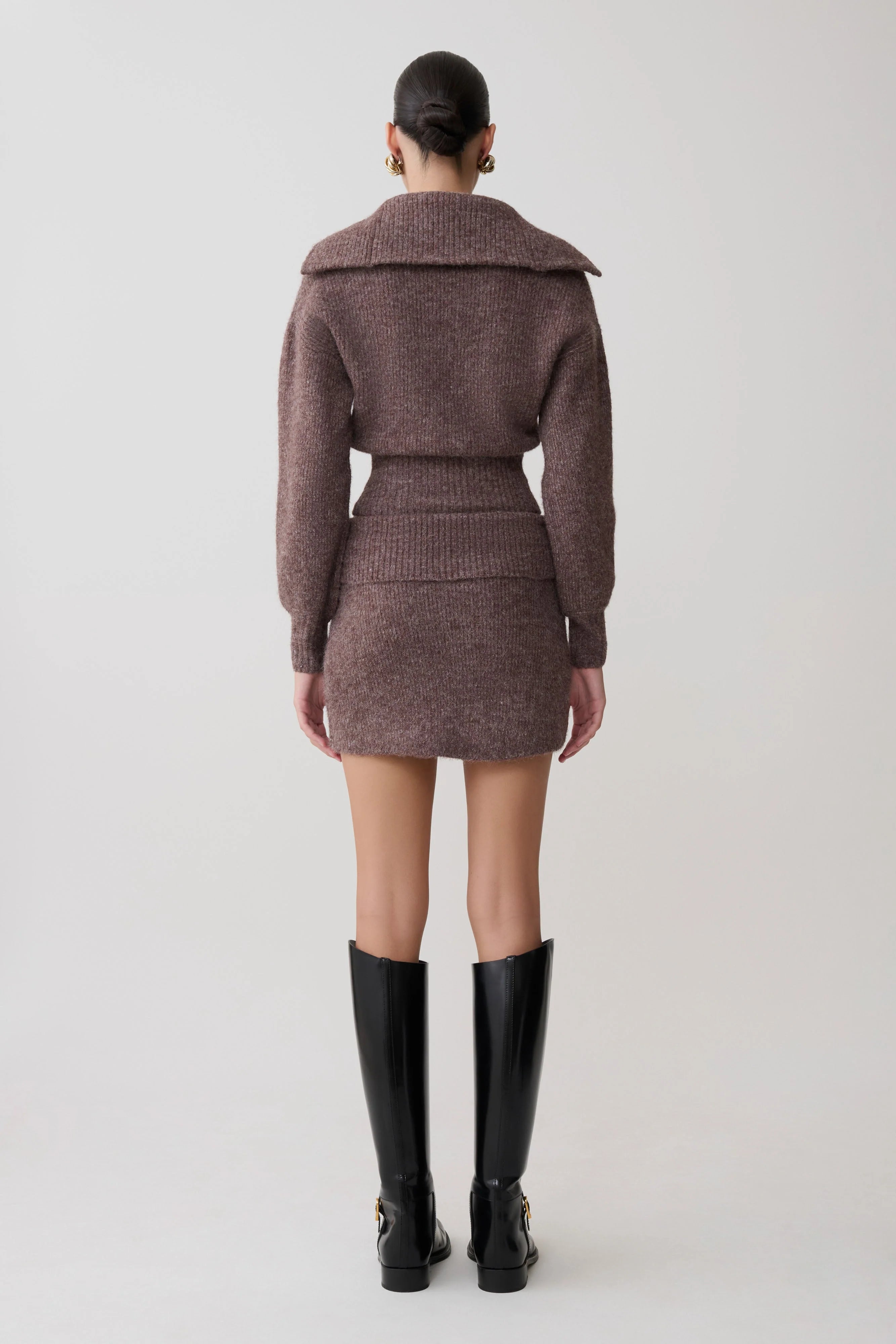 Skylaine Knit Mini Skirt Brown Marle