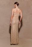 Starla Strapless Diamante Maxi Dress Gold