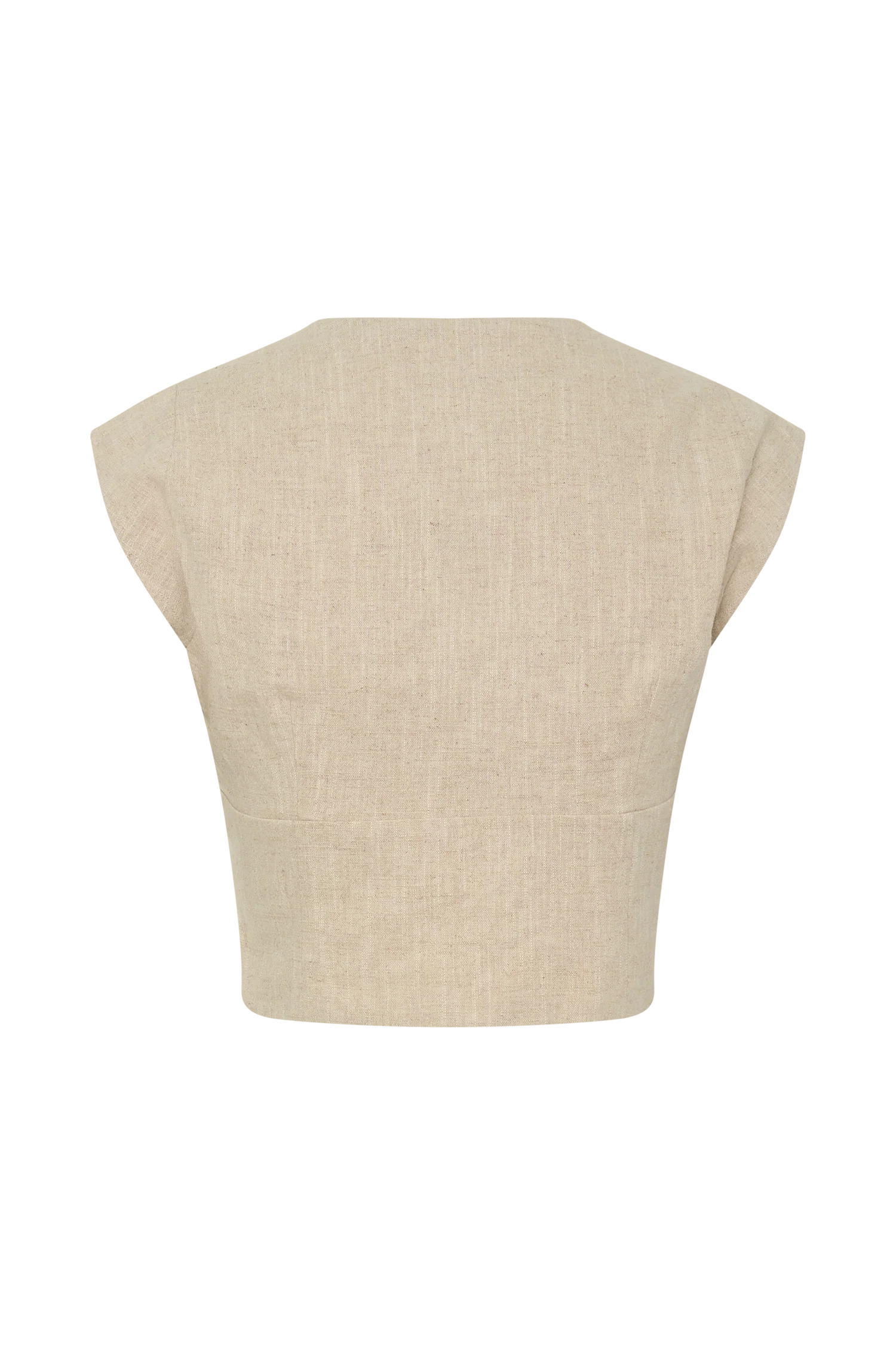 Anahita Linen Front Bows Short Sleeve Top Natural