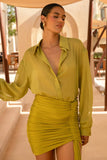 Zinna Green Plunge Neck Shirt
