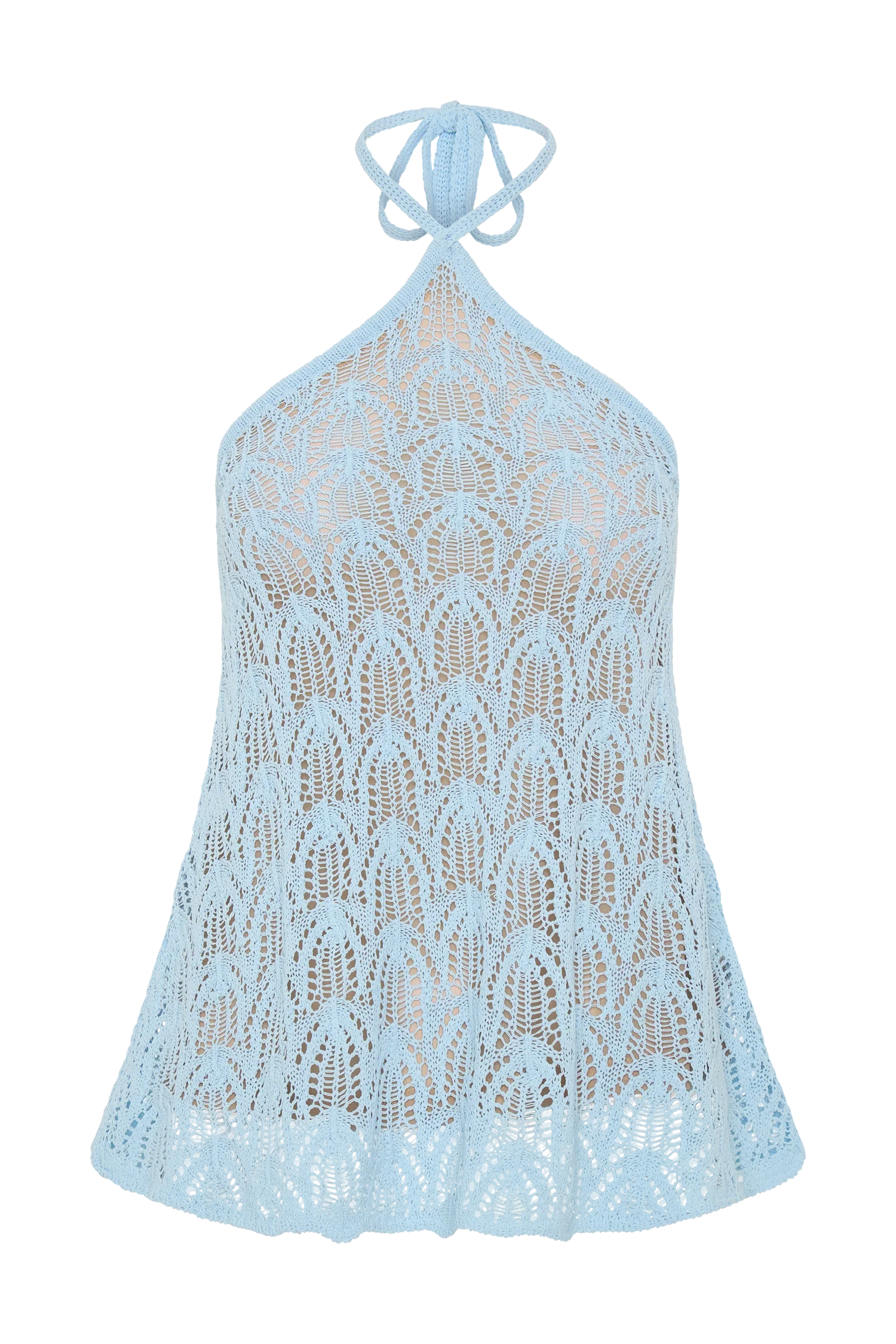 Corey Crochet Halter Neck Top Light Blue
