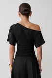 Luu Off Shoulder Slinky Top Black