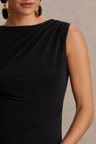Raven Black Boat Neck Maternity Maxi Dress With Gathered Detailing
