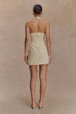 Ebony Embroidered Denim Mini Dress Cream