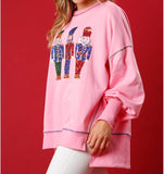 Christmas Sweatshirt for Women Funny Sequin Sweater Nutcracker Santa Xmas Graphic Oversized Pullover Tops