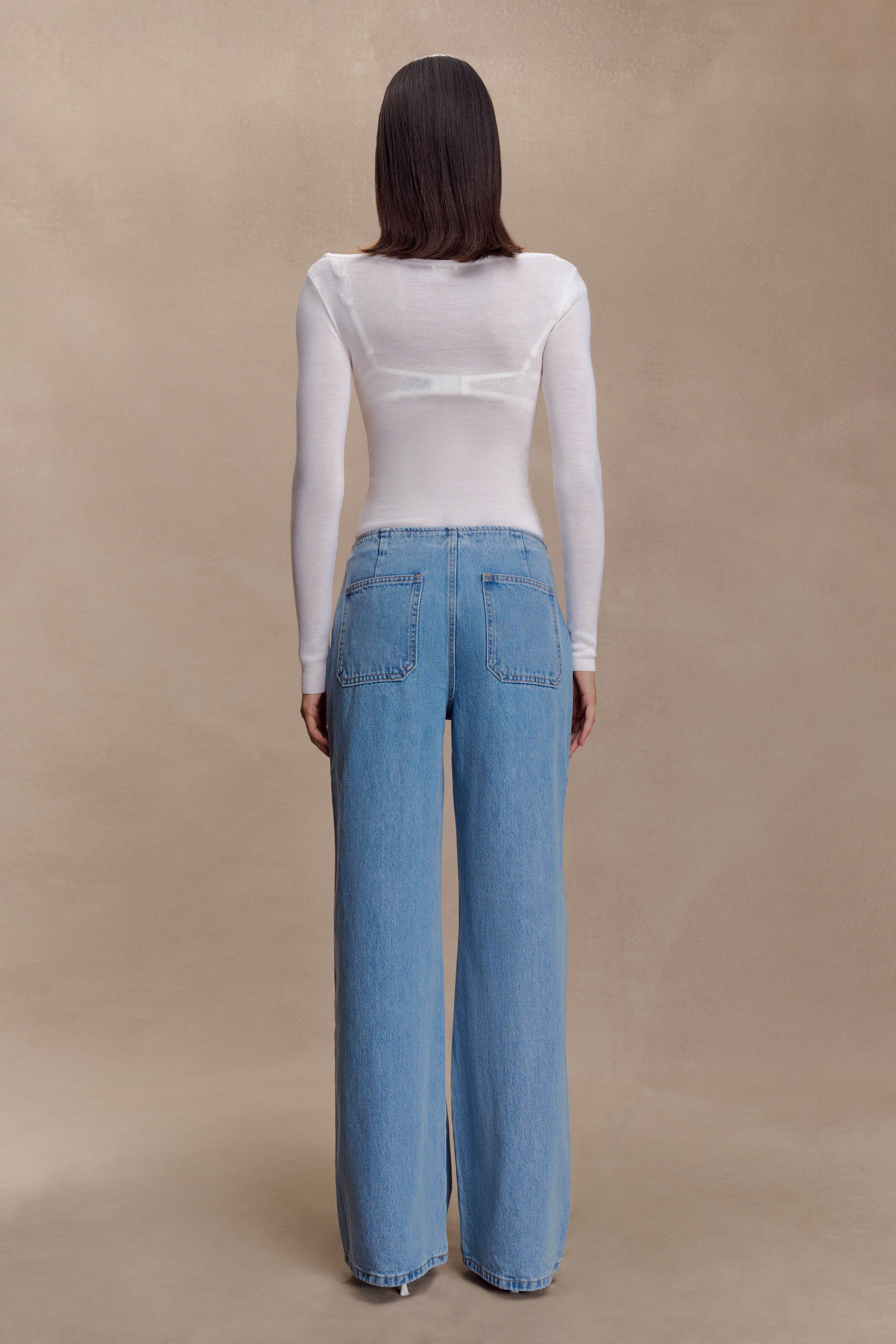 Paedyn Merino Wool Ribbed Long Sleeve Top Ivory