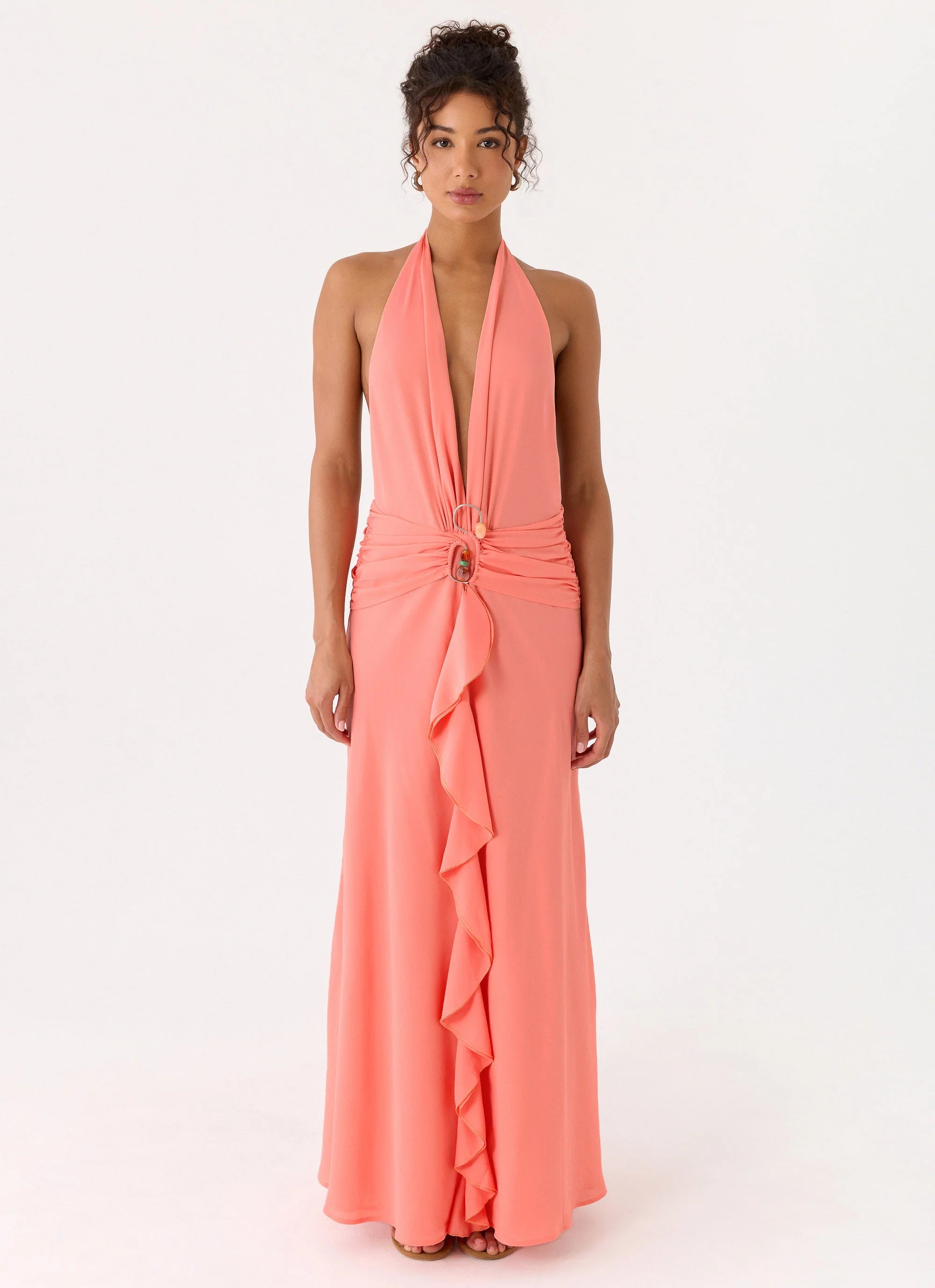 Attina Halter Maxi Dress Coral