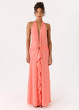Attina Halter Maxi Dress Coral