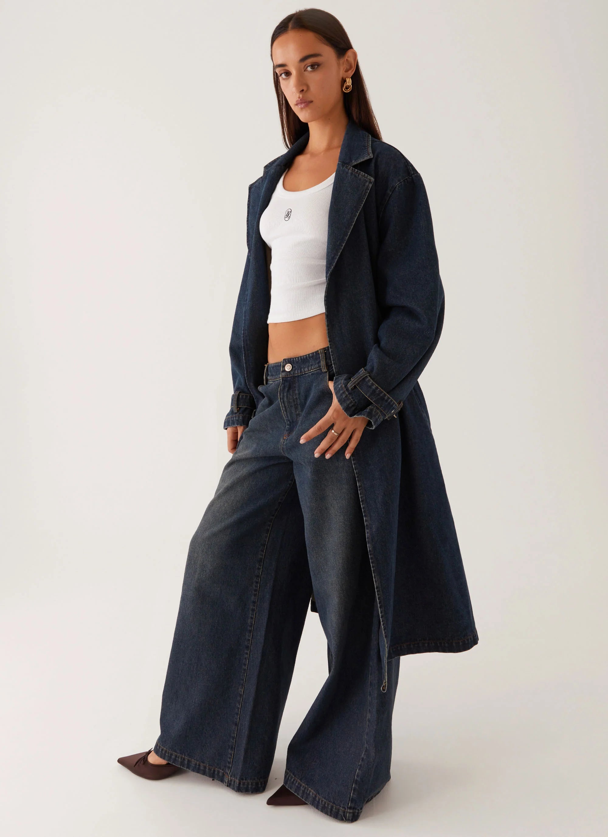 Yosemite Oversized Trench Coat Blue