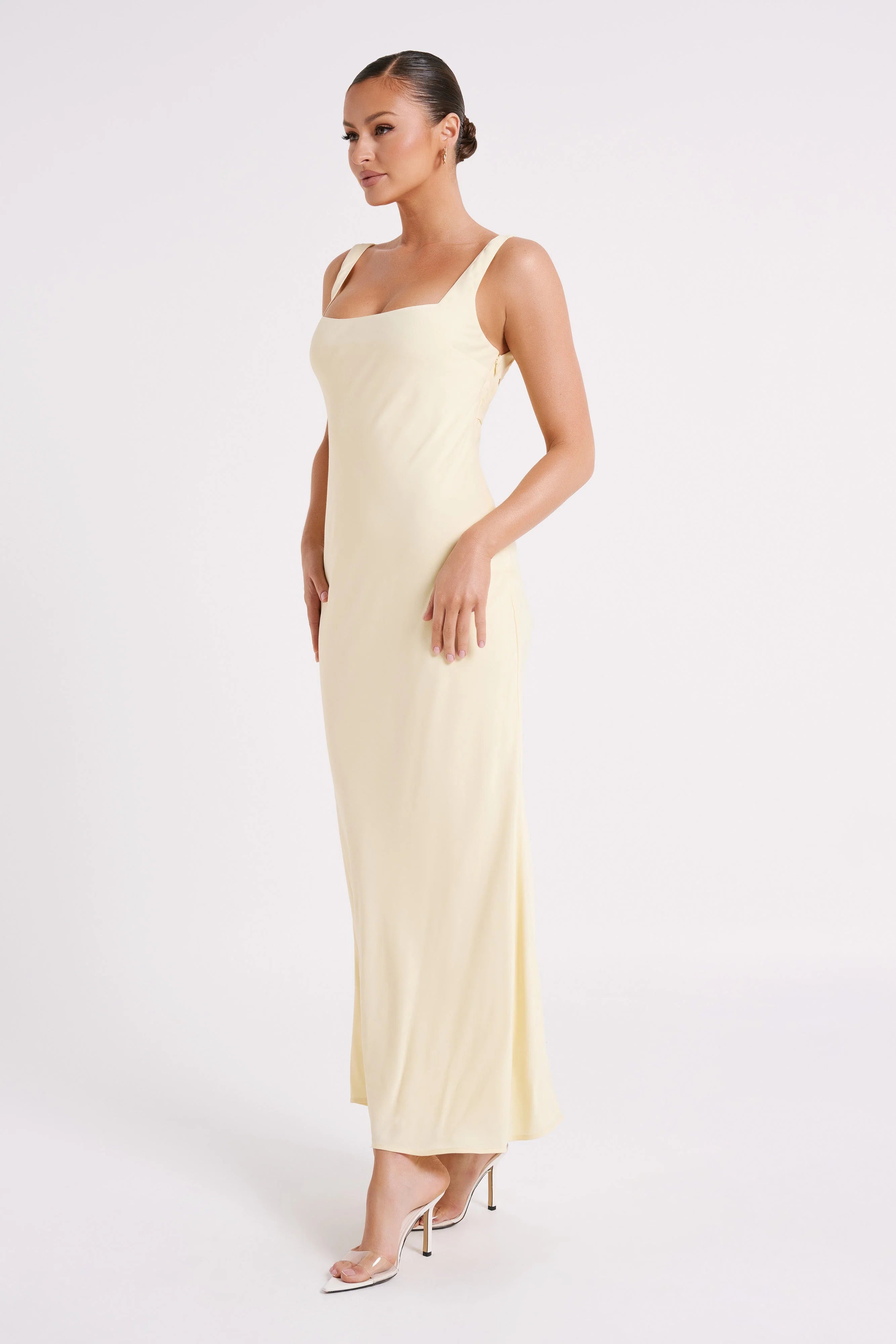 Ensley Satin Maxi Dress Light Yellow