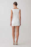 Runa Off Shoulder Mini Dress With Waist Tie White
