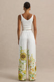 Louise Sunflower Print Wide Leg Trousers