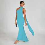 Women Sexy Backless Dress Bodycon Sleeveless Open Back Maxi Dress Formal Cocktail Wedding Guest