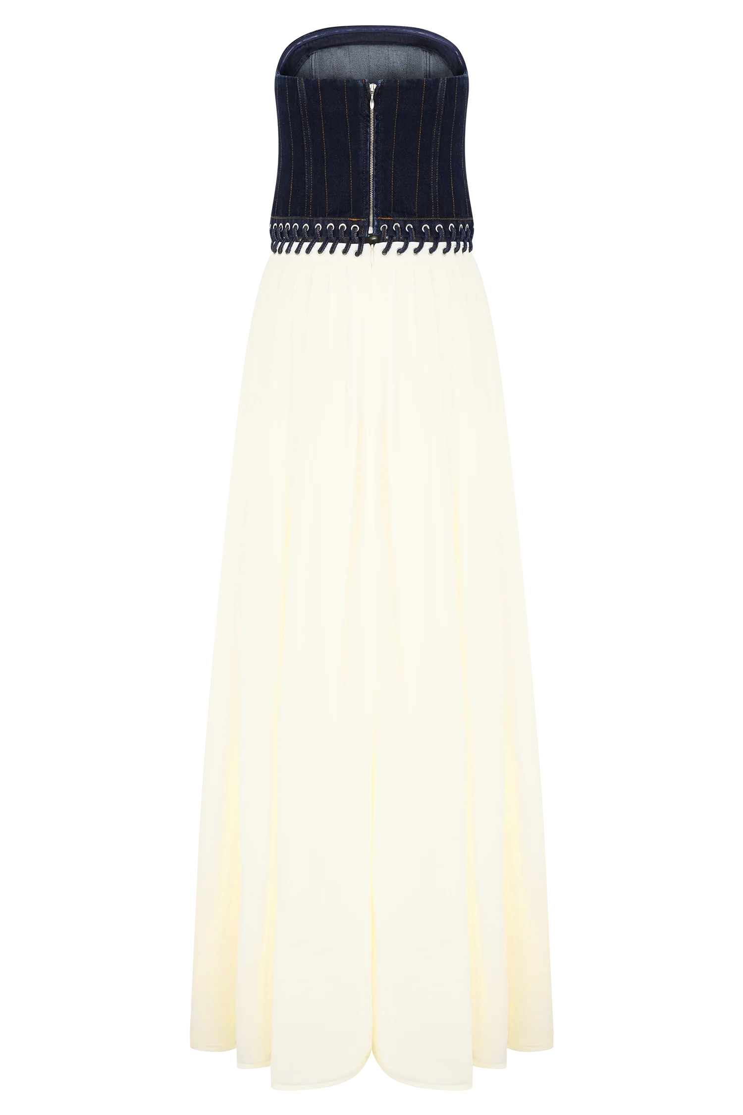 Suella Chiffon Denim Maxi Dress Indigo Blue