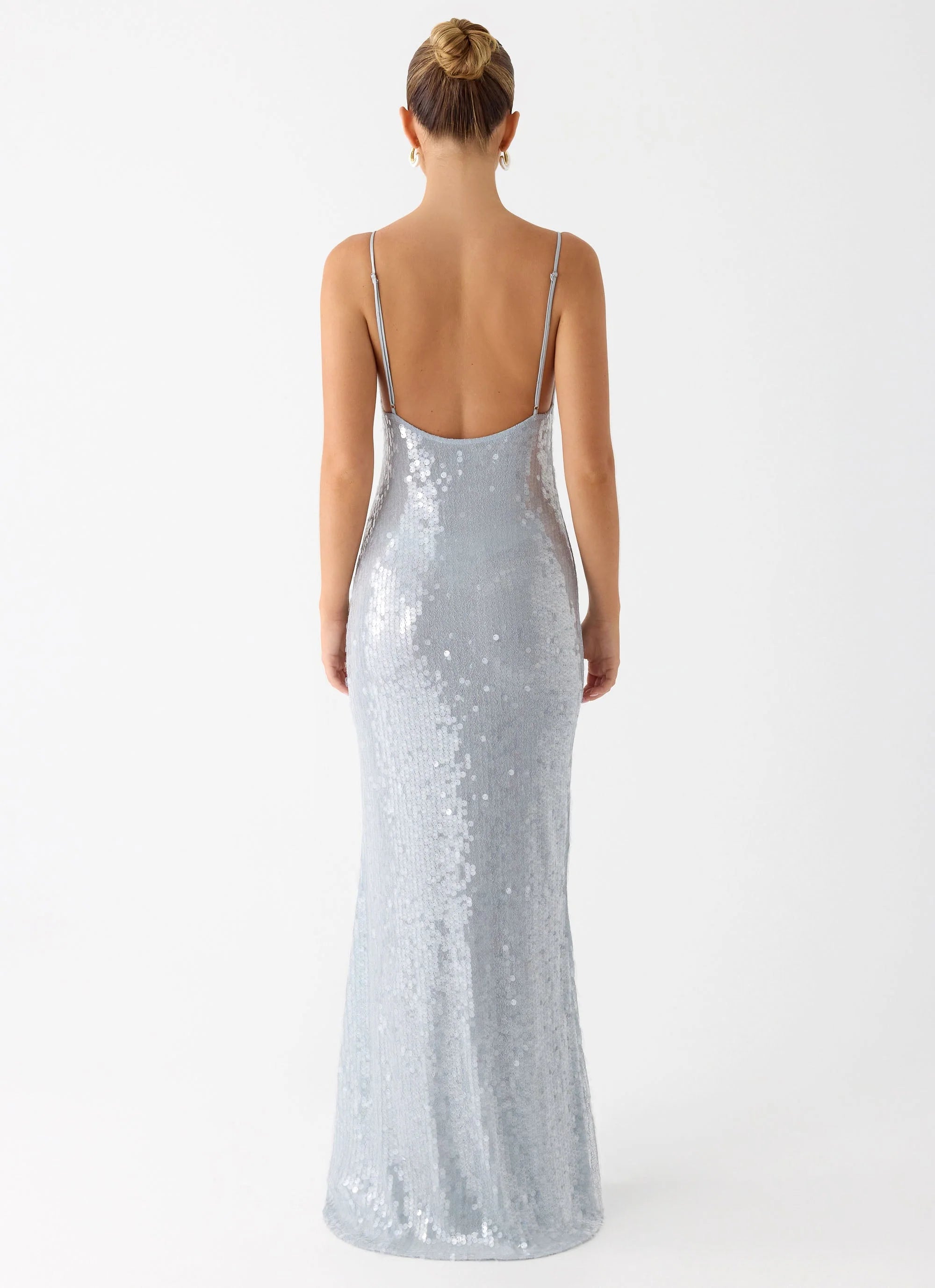 Solo Sequin Maxi Dress Misty Blue