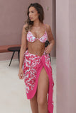 Keke Pink Porcelain Print Chiffon Draped Sarong