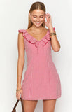 Ariette Red Gingham Frill Mini Dress