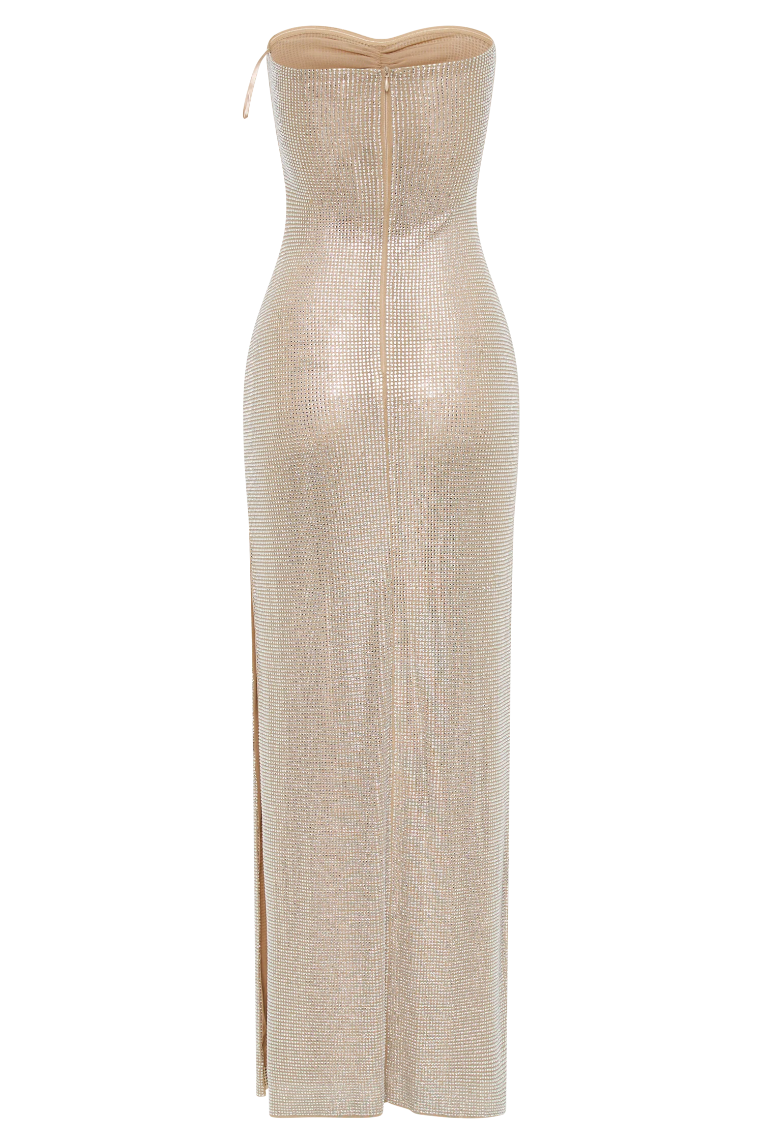 Stassie Strapless Rose Diamante Maxi Dress Nude