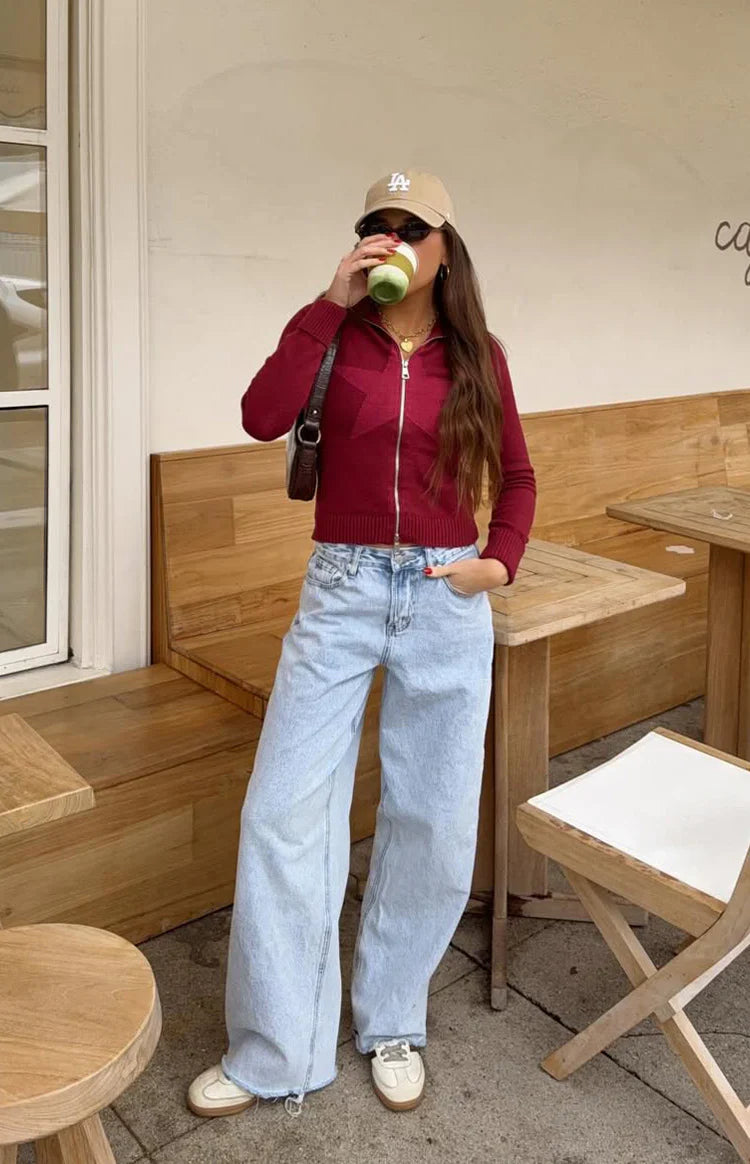 Shes Yours Light Wash Denim Wide Leg Boyfriend Jeans