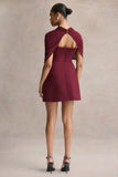 Veda Burgundy Square Neck Mini Dress