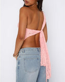 Women One Shoulder Lace Top Irregular Hem Backless Crop Tops See Through Sheer Tank Tops Going Out Clubwear