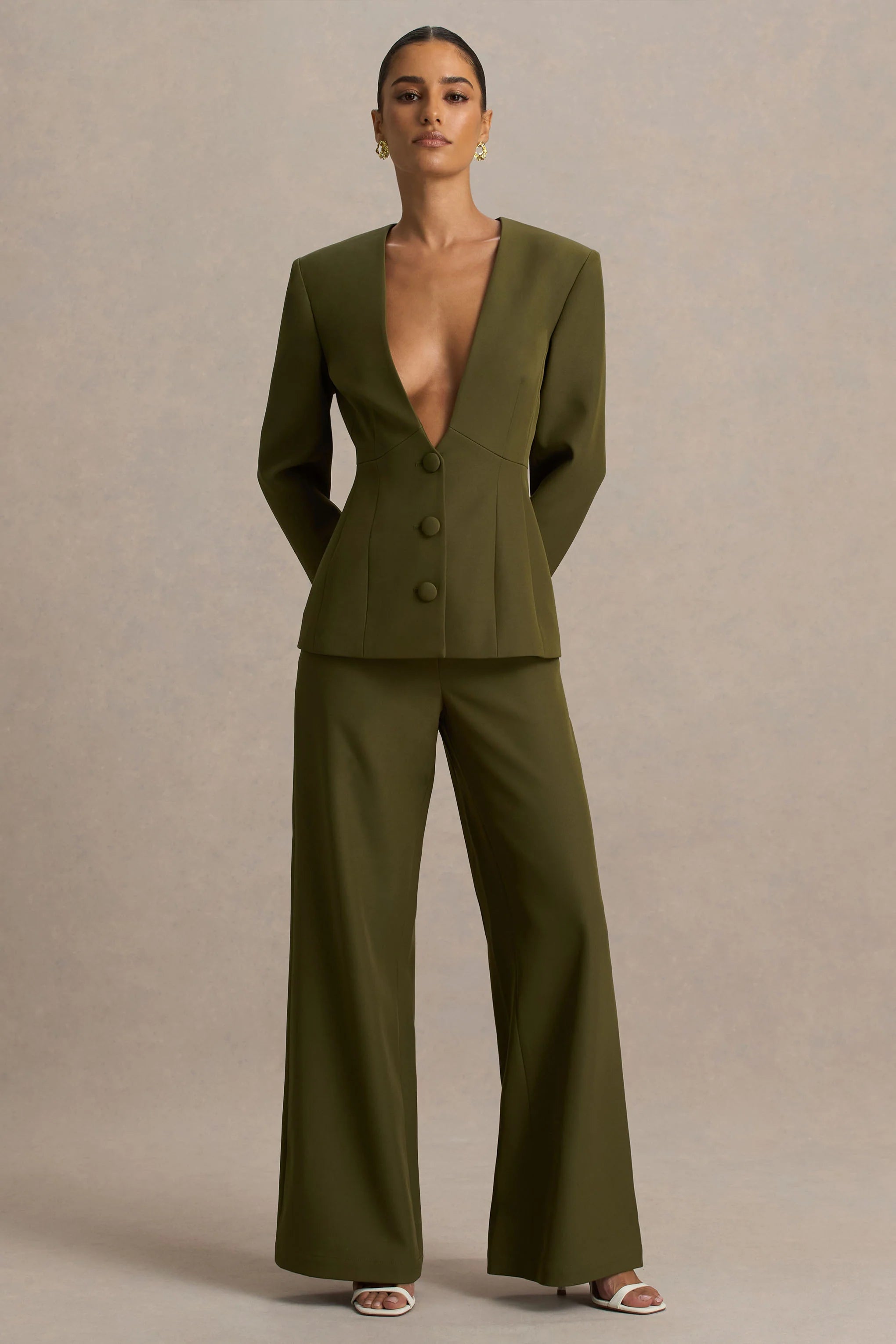 Silvia Olive Straight Leg Trousers